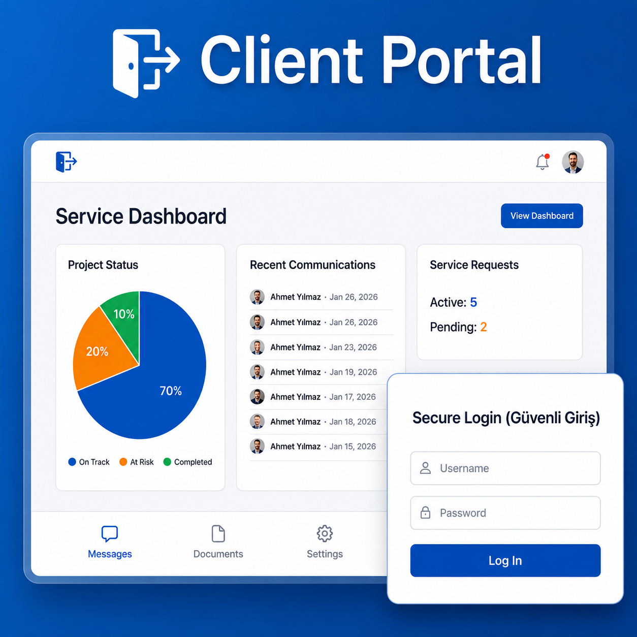 Client Communication Portal Template for Turkey