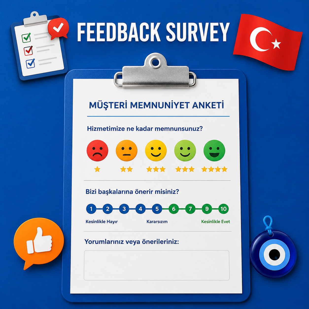 Service Feedback Survey Template for Turkish Clients